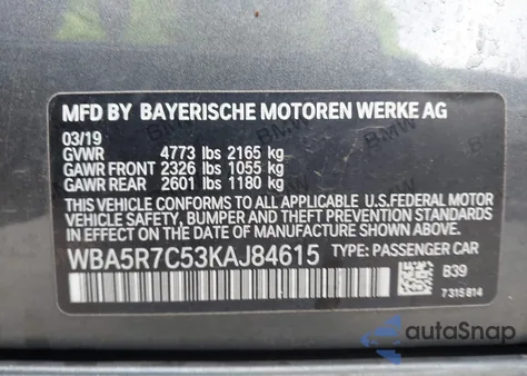 2019 BMW 330I xDrive from USA, damaged, VIN WBA5R7C53KAJ84615